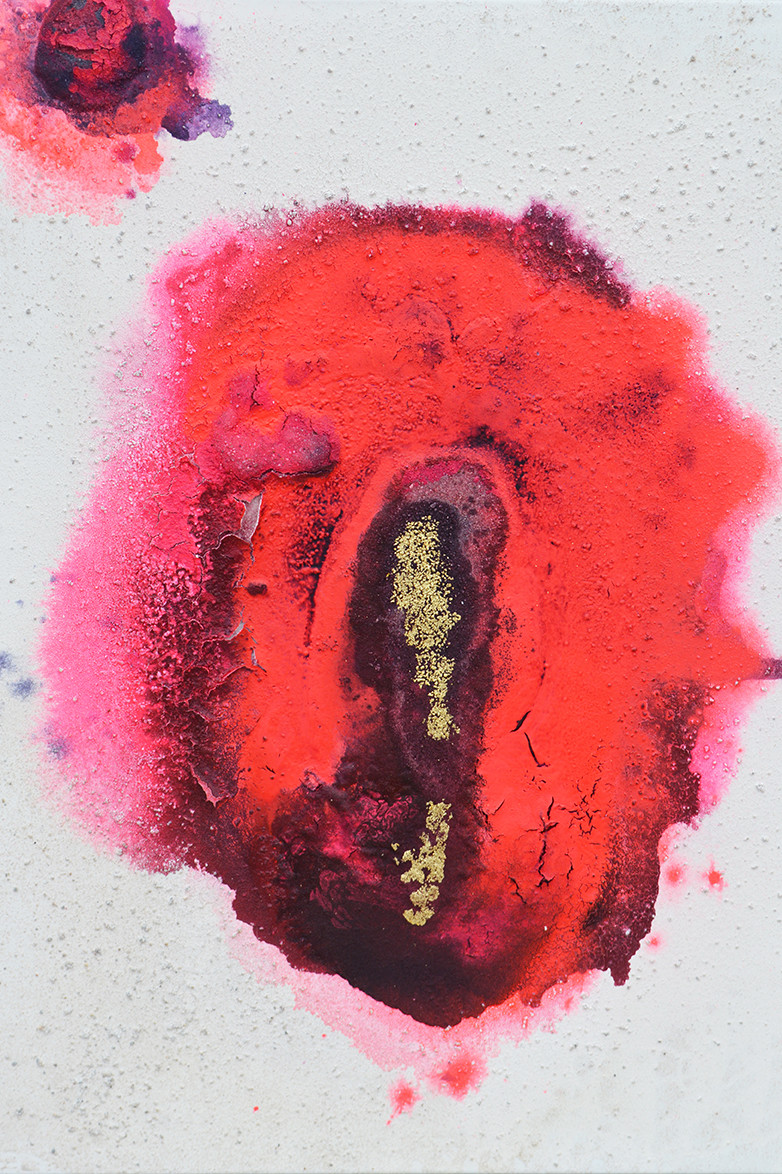 Abstrakte Malerei mit organische Formen, Acryl auf Leinwand – Hushang Omidizadeh